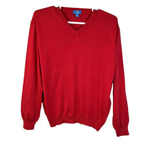 Toscano Cotton Sweater Men's XL Red V Neck Made In Italy Casual Lightweight